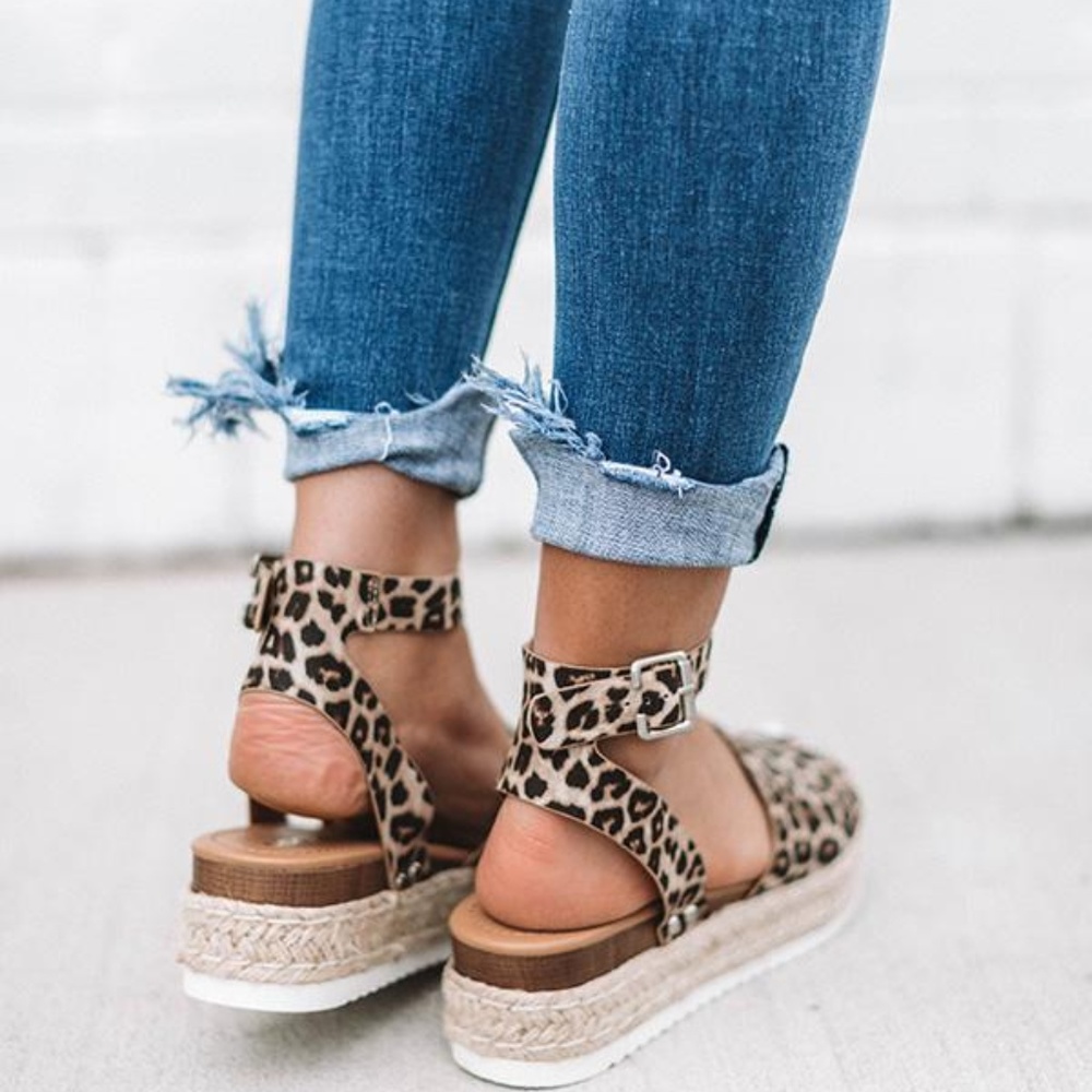 NEW SIZES **LADIES LEOPARD ESPADRILLE PLATFORM - Picture 3 of 8